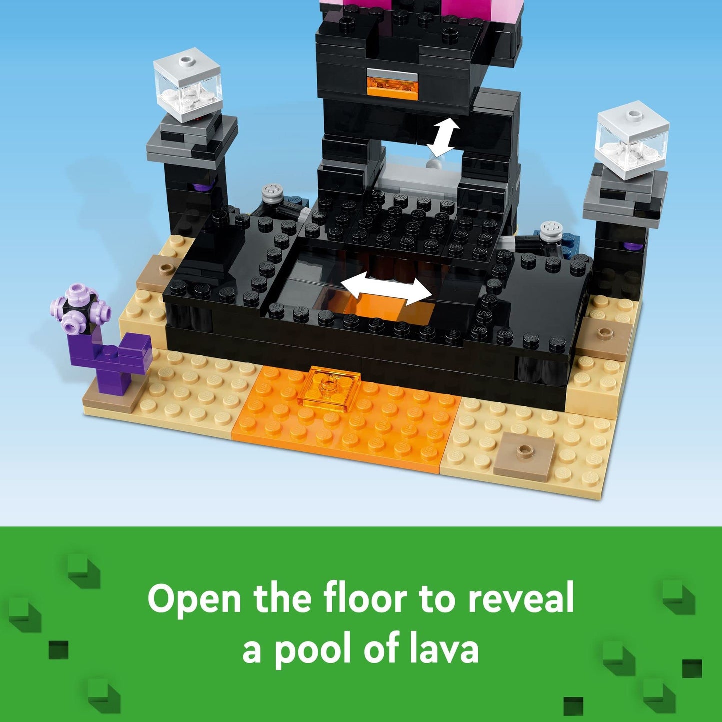 LEGO Minecraft The End Arena 21242, Player-vs-Player Battle Playset with Lava, Ender Dragon and Enderman Figures, Action Toys for Kids 8 Plus Years