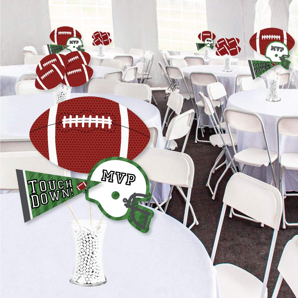 Big Dot of Happiness End Zone - Football - Baby Shower or Birthday Party Centerpiece Sticks - Showstopper Table Toppers - 35 Pieces