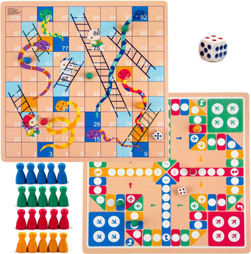Toysery 2 in 1 Board Games Set. Complete with Ludo Board Game Plus Snakes and Ladders Set