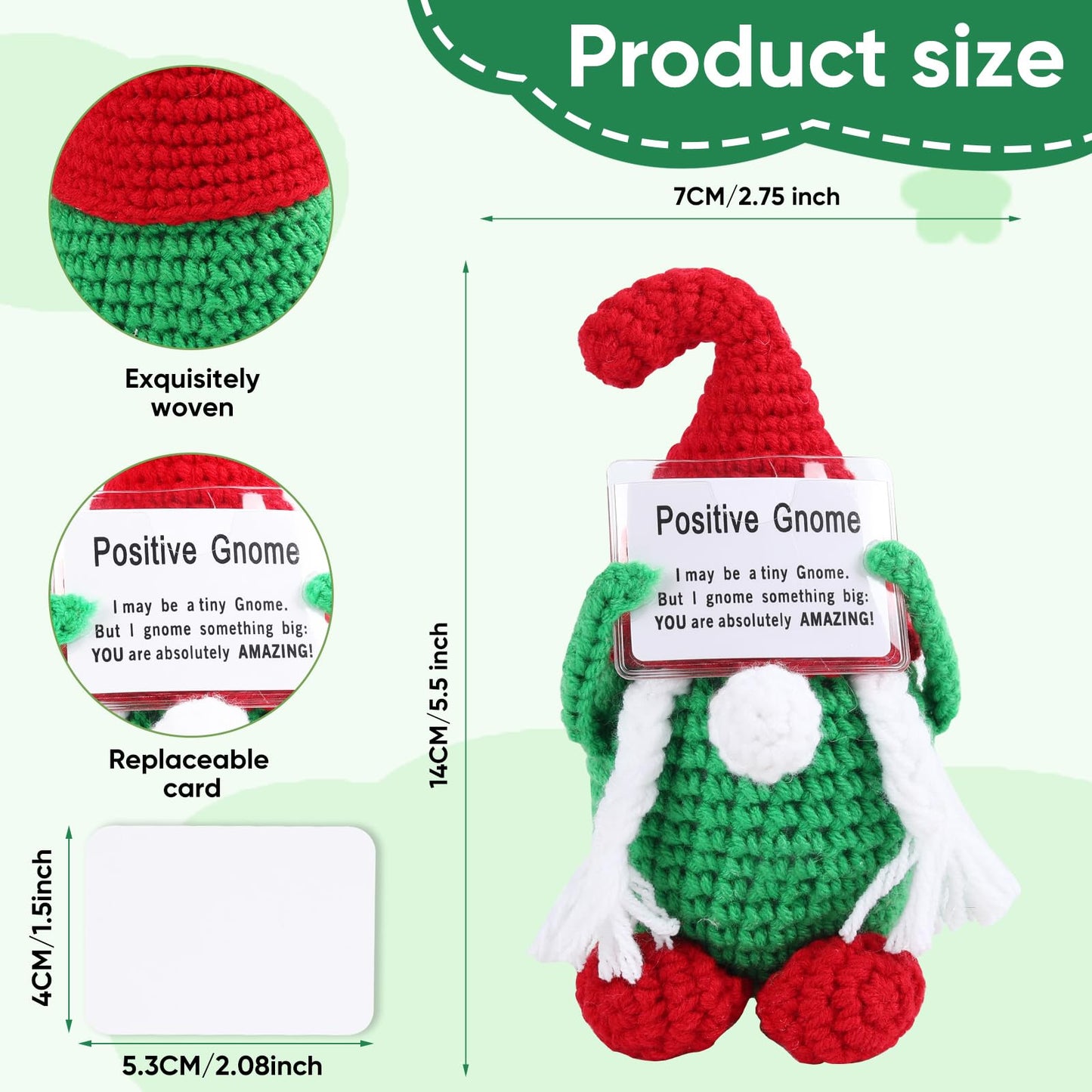 ZRXKSOPP Positive Gnome Crochet, Inspirational Handmade Crochet Gnome Doll Home Table Ornament Decor Present for Easter, Christmas, Valentine's Day