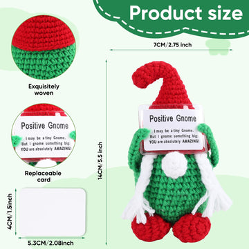 ZRXKSOPP Positive Gnome Crochet, Inspirational Handmade Crochet Gnome Doll Home Table Ornament Decor Present for Easter, Christmas, Valentine's Day