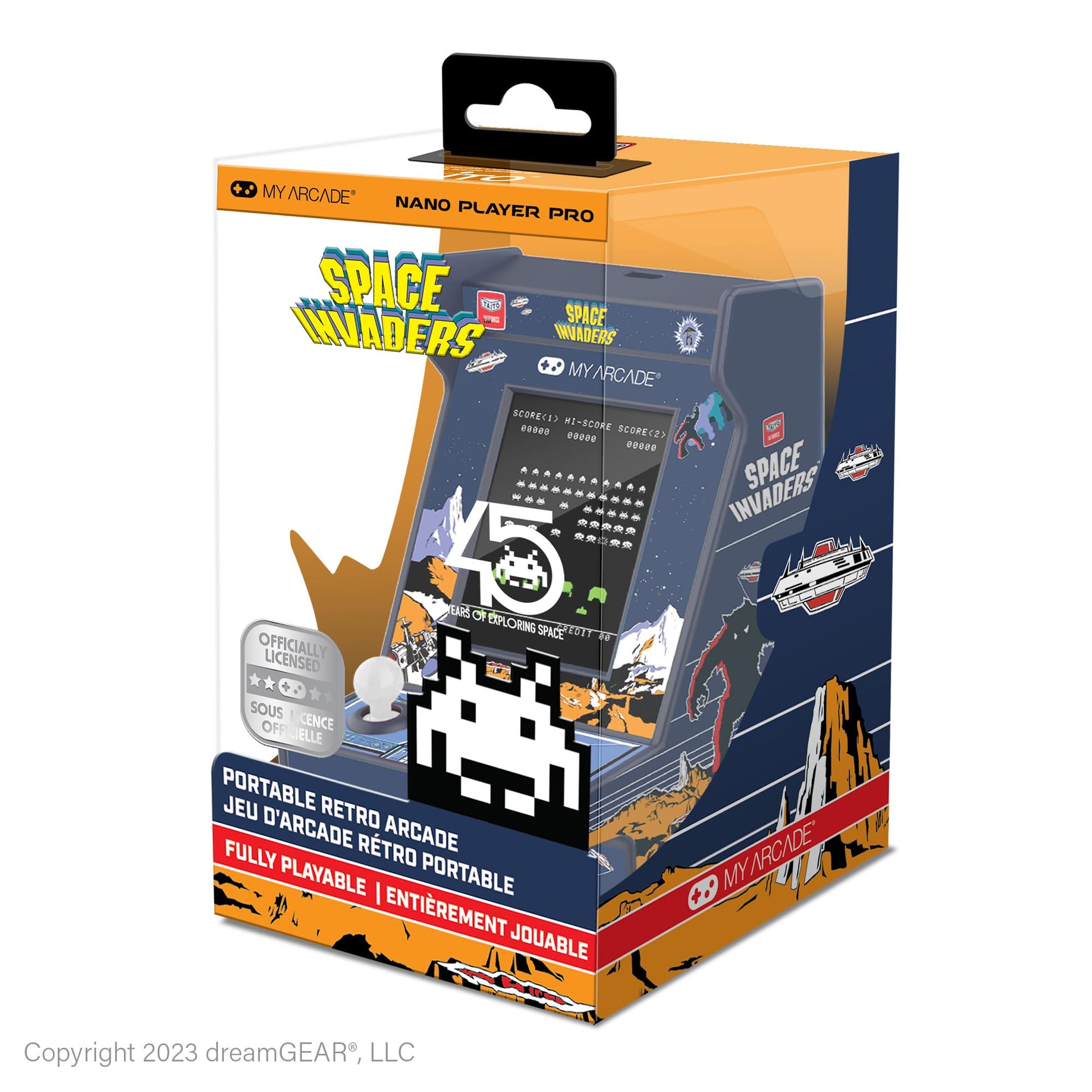 My Arcade Space Invaders Nano Player - Arcade Classics 4.8" Portable Handheld Mini Arcade Machine, 2.4" Screen Color Display, Retro Video Game