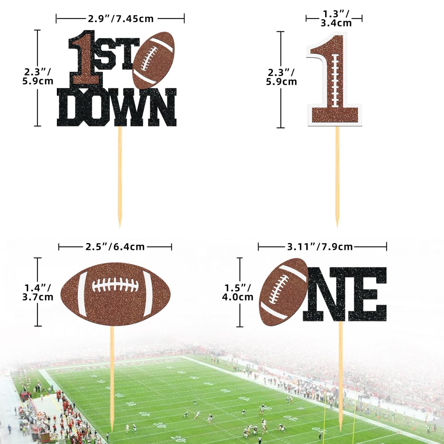 24Pcs Football 1st Birthday Cupcake Toppers - Football First Birthday Decor