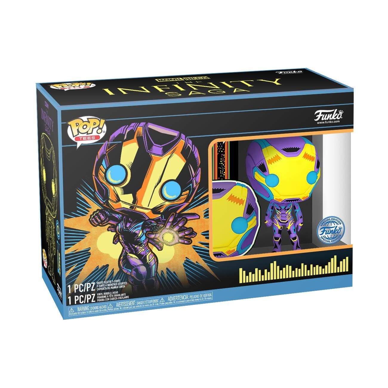 Funko Pop! & Tee: Marvel Blacklight - Rescue - Extra Large - (XL) - T-Shirt - Clothes with Collectable Vinyl Figure - Gift Idea - Toys and Short