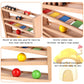 Qilay Wooden Race Track Car Ramp Racer Toy for Toddlers, 5 Level Race Car Ramp Toy Set Includes 4 Wood Cars and 3 Balls,Great Building Learning Toys