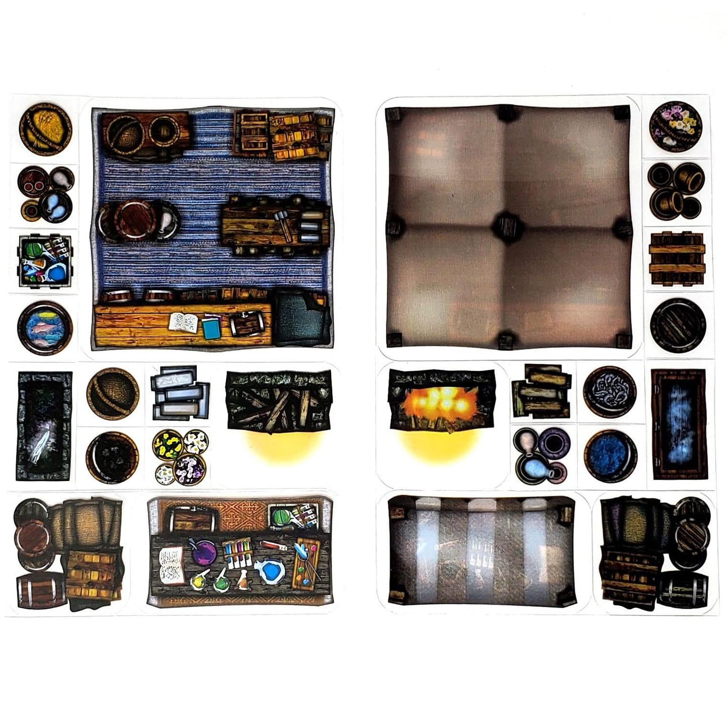 Market - 40pc Double-Sided Market Stall & Prop Pieces for Starters & Masters Alike - Roleplaying Objects for Dungeons & Dragons - Immersive Map