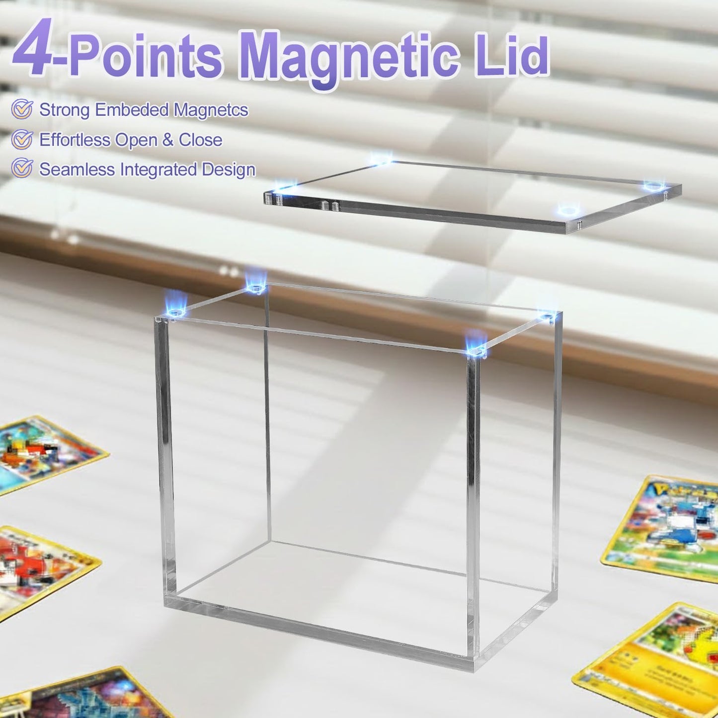 PKMN Booster Box Display Case, Clear Acrylic Protector for Booster Box TCG Trading Card | 5mm Thick with Magnetic Lid, UV Blocking & Dust Proof