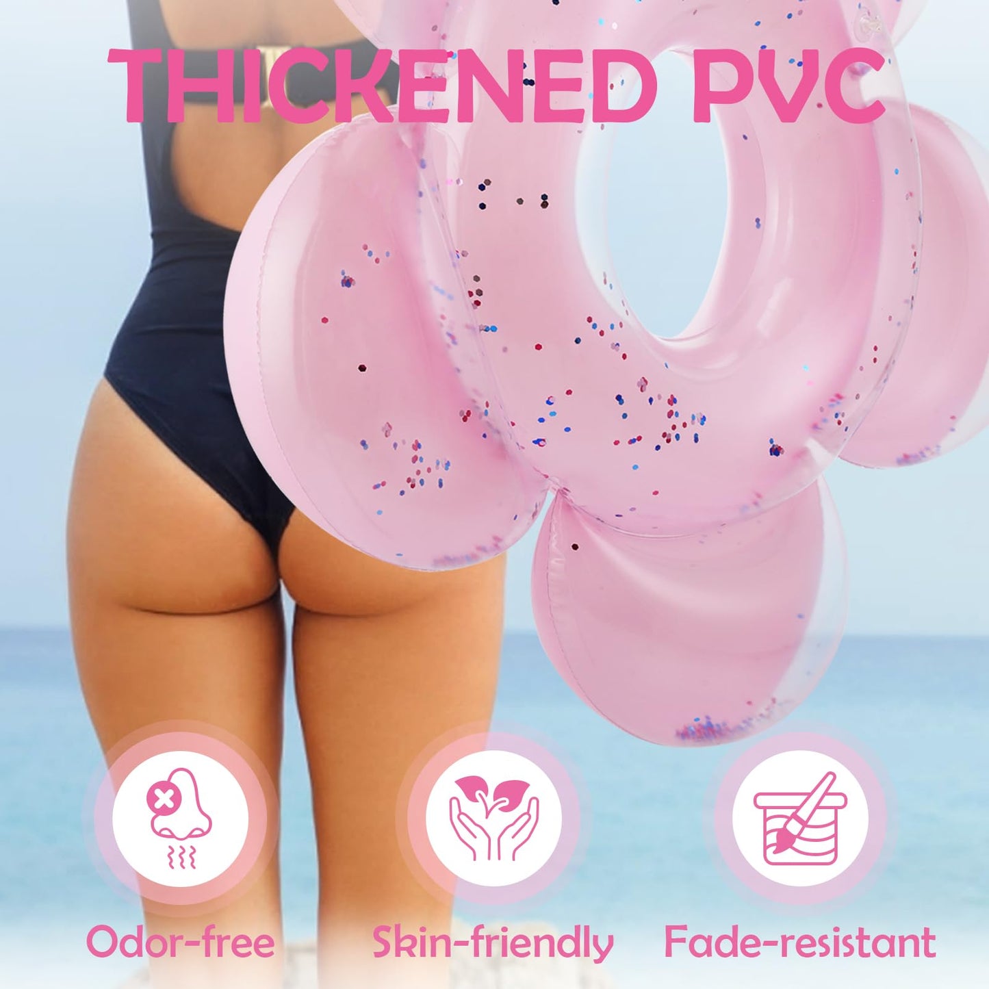 HeySplash Pool Floats, Flower Pool Floaties Light Pink