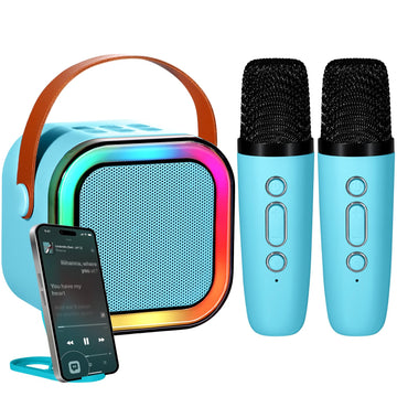 Mini Karaoke Machine for Kids - Portable Kids Karaoke Machine with 2 Microphones - Small Speaker and Microphones for Boys Girls and Toddlers - Fun