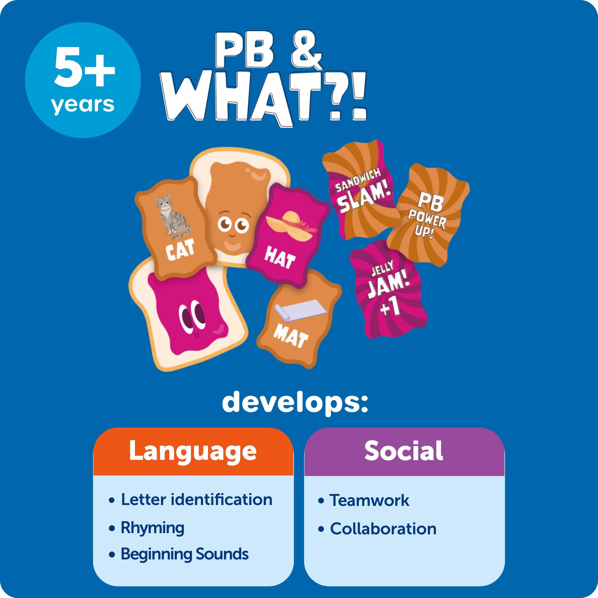 Learning Resources PB & What?! - Learn to Read Rhyming Games for Kids, Literacy Phonics Game, Elementary Classroom Matching Games, Learning Game