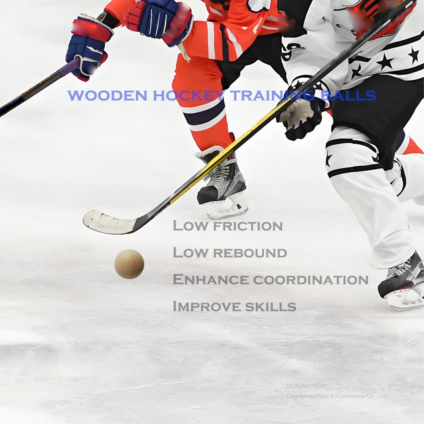 DONZWIYES Wooden Bockey Balls for Stickhandling and Training (2" 4-Pack)