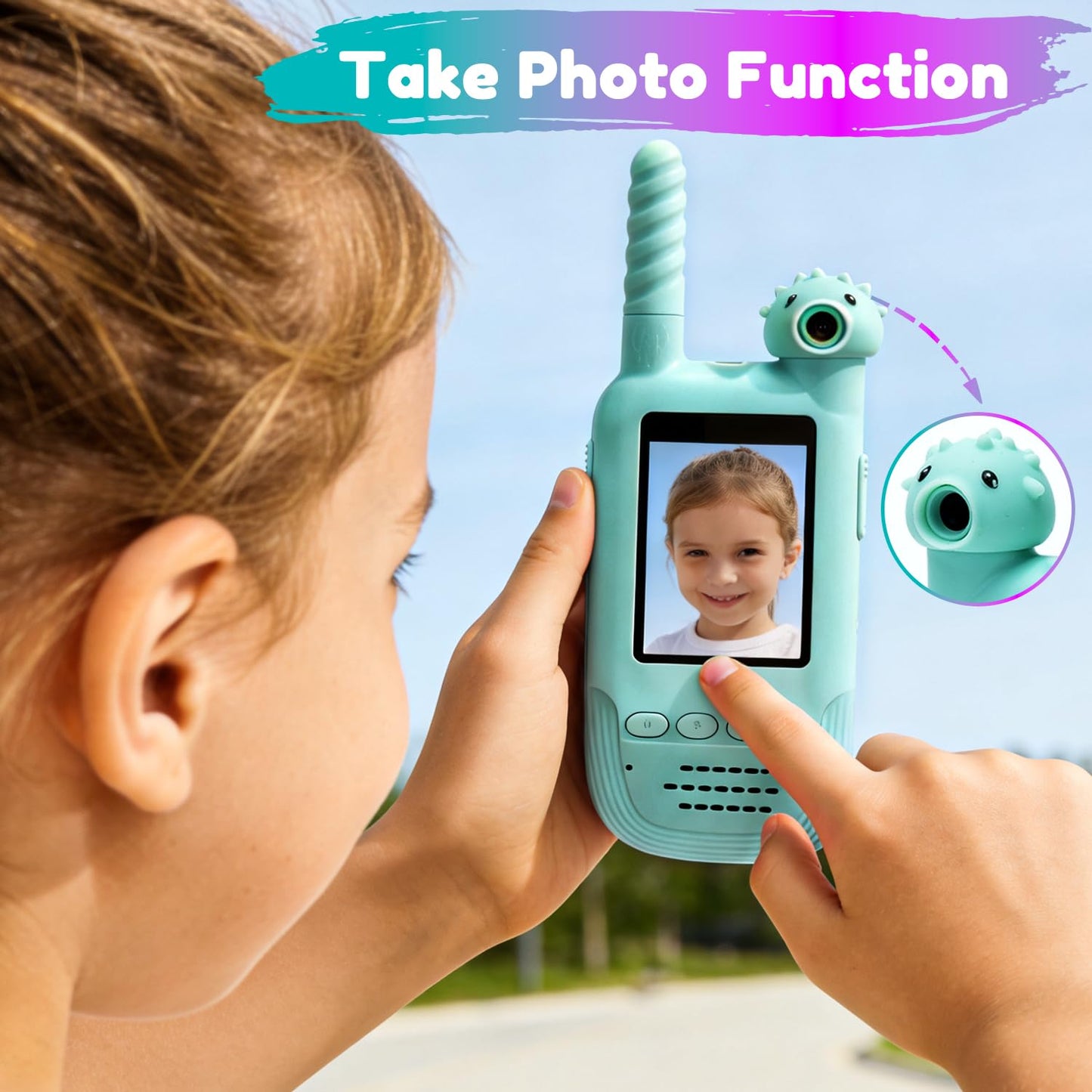 Kids Video Walkie Talkies, 2 Pack Long Range Walkie-Talkie for Kids, Rechargeable Video Call Toys with Camera for