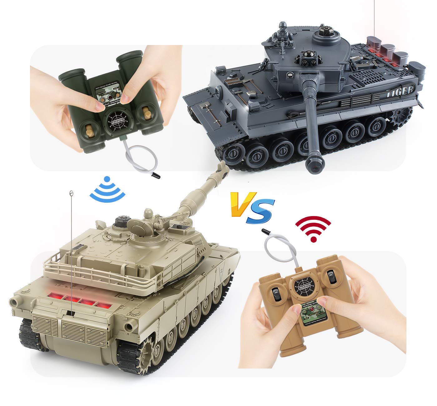 BEAURE Rc Tanks,1:28 WW2 M1A2 America Army Tank Toys for Boys,9 Channels Remote Control Cars with Sound and Light, RC Military Truck Vehicle for Kids