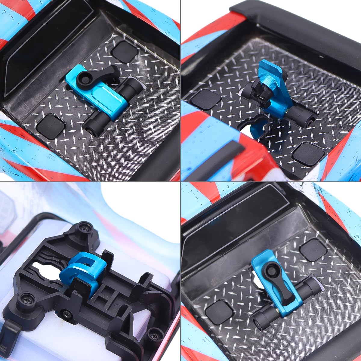 RWLZLB Metal RC Car Shell Buckle for Hyper Go MJX 16208 H16H H16V3, Modified Accessories/Parts for 1/16 Hyper Go RC Car (Blue)