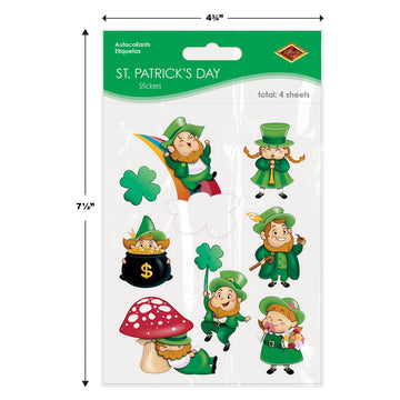 Beistle Leprechaun and Shamrock Stickers - 16 Sheets, 128 Cute Letter Seals in Green, Lucky Irish Decorations, St. Patrick's Day Handouts for Crafts