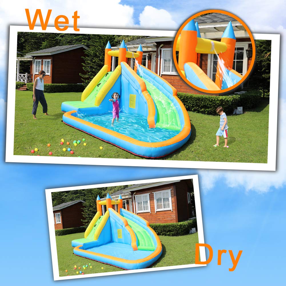 Inflatable Bounce Slide Water Park Backyard Bouncy Slide House with Air Blower for Kids Outdoor