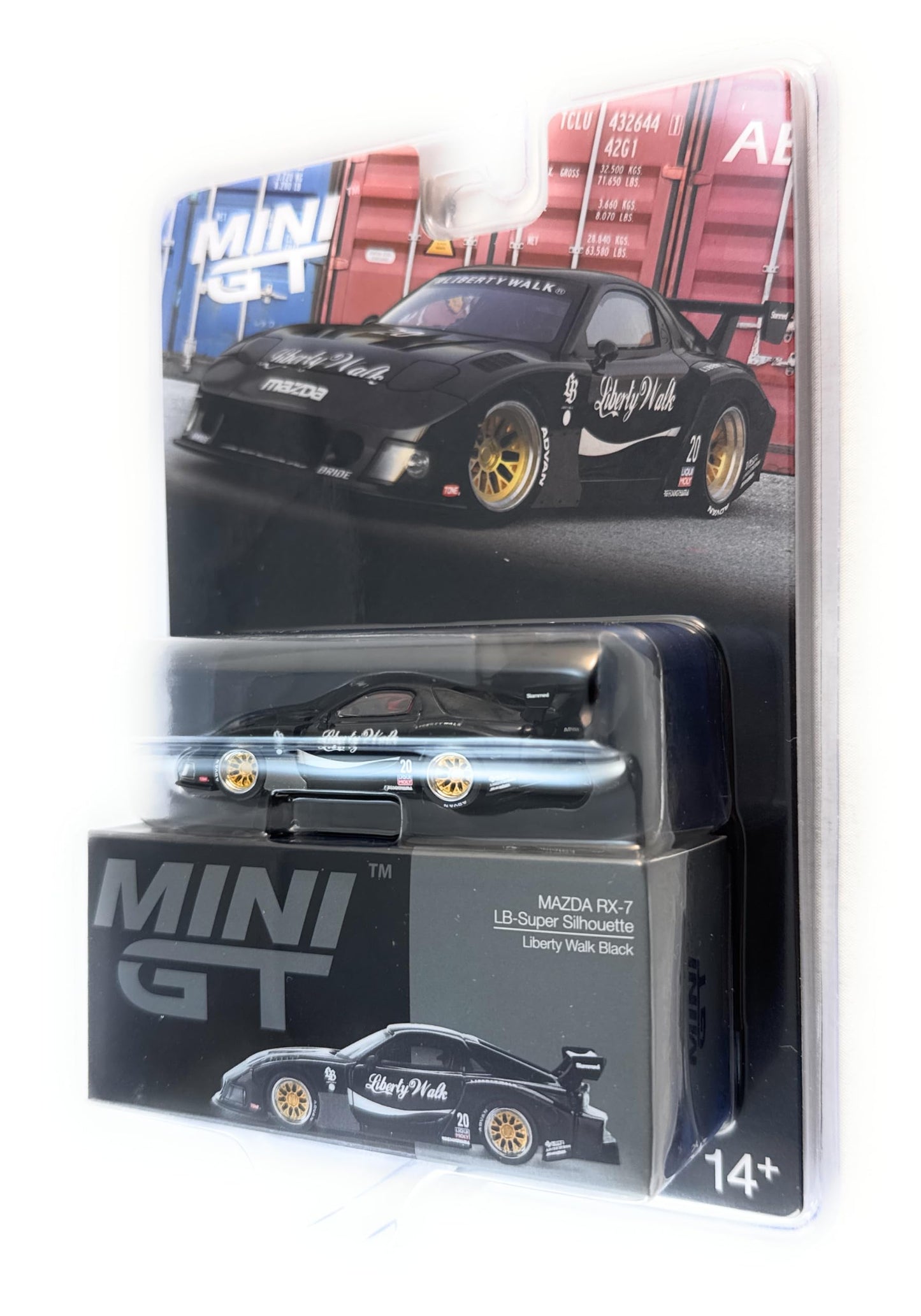 Diecast Collectibles Model Car Compatible with Mini GT 1:64 (3") Scale Mazda RX-7 LB Super Silhouette - Liberty Walk Black Model