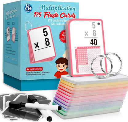 Multiplication Flash Cards for 3rd Grade - 175 Math Flash Cards - Times Table Flash Cards - All Facts 0-12 Color Coded - Multiplication Games, 1st 2nd