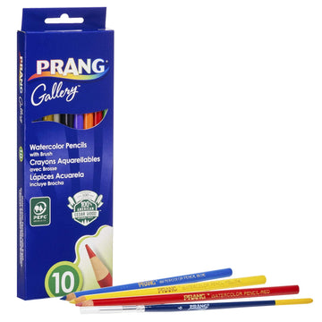 Prang Watercolor Colored Pencils, Includes Brush, Assorted Colors, 10 Count (23650)