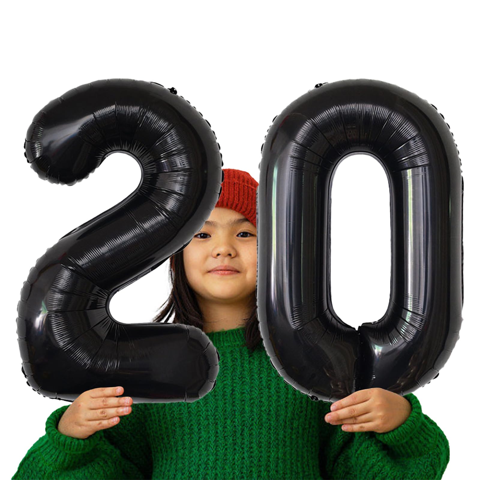 Number Balloons Black Party Balloon - Giant Number 20 Balloon, 40 Inch Large Balloon for 20th Birthday Decorations, Black Party Supplies for Men Women