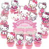 25Pcs Kitty Cake Decorations with 24pcs Cupcake Toppers, 1pcs Happy Birthday Cake Topper, Cartoon Themed Party Supplies, Perfect for Birthday Party