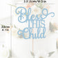 AHAORAY Bless This Child Cake Topper - Light Blue Glitter Chlid Christening Cake Decoration Supply - Smash Cake Topper for First Holy Communion