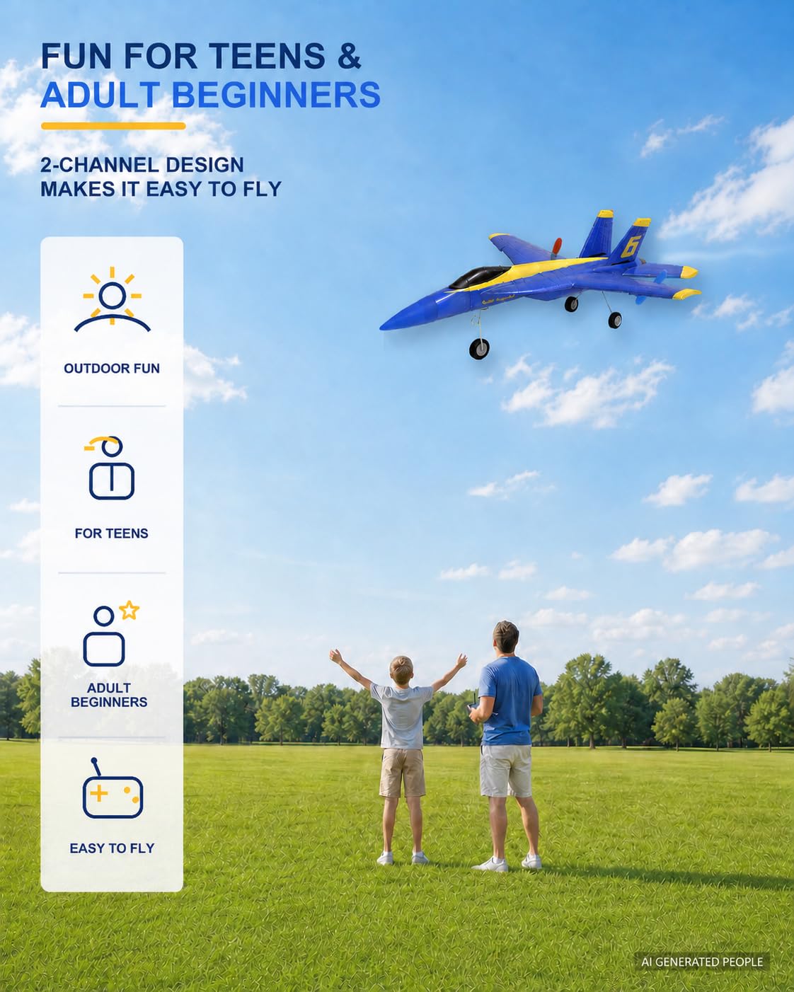 Trublismel Remote Control Airplane for Adults Beginners,2 Channel RC Airplane Wireless Foam Glider with 2 Batteries,RC Planes for Teen 14 and Up