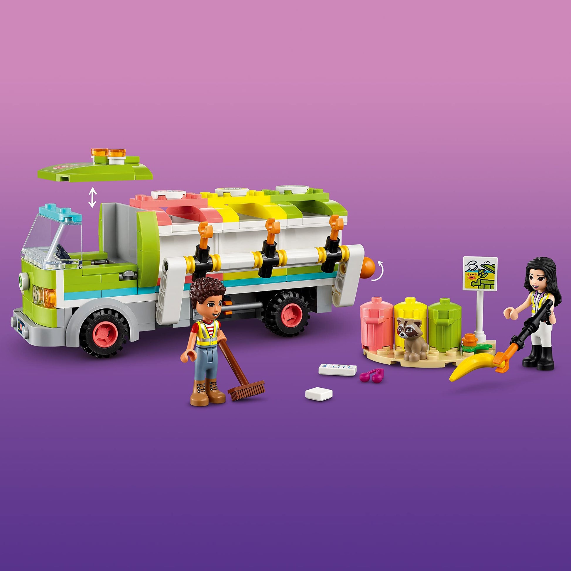 LEGO Friends Recycling Truck Toy 41712 - Set Includes Garbage Sorting Bins, Emma and River Mini Dolls, Educational Learning Toys for Kids 6+ Years