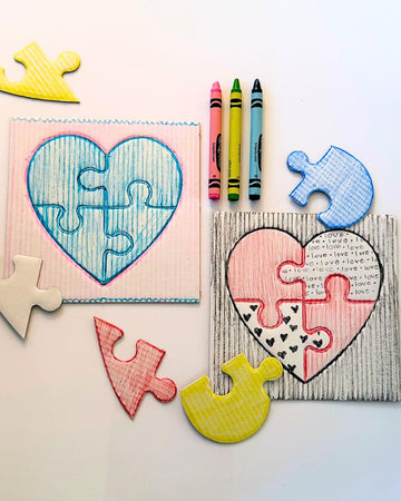 Roylco Love You to Pieces Heart Puzzles, Set of 12 - Kids Valentine's Day Craft Kit, Blank Puzzle Pieces to Color & Decorate, DIY Gift for Parents