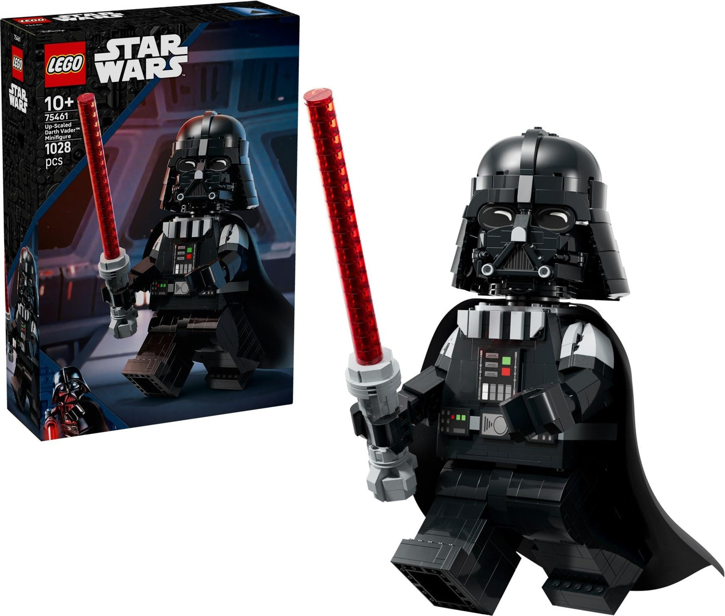 LEGO Star Wars Up-Scaled Darth Vader Minifigure Set #75461 - 1,028 Pieces, Posable 11-Inch Figure with Fabric Cape & Lightsaber | 6X Standard Size |