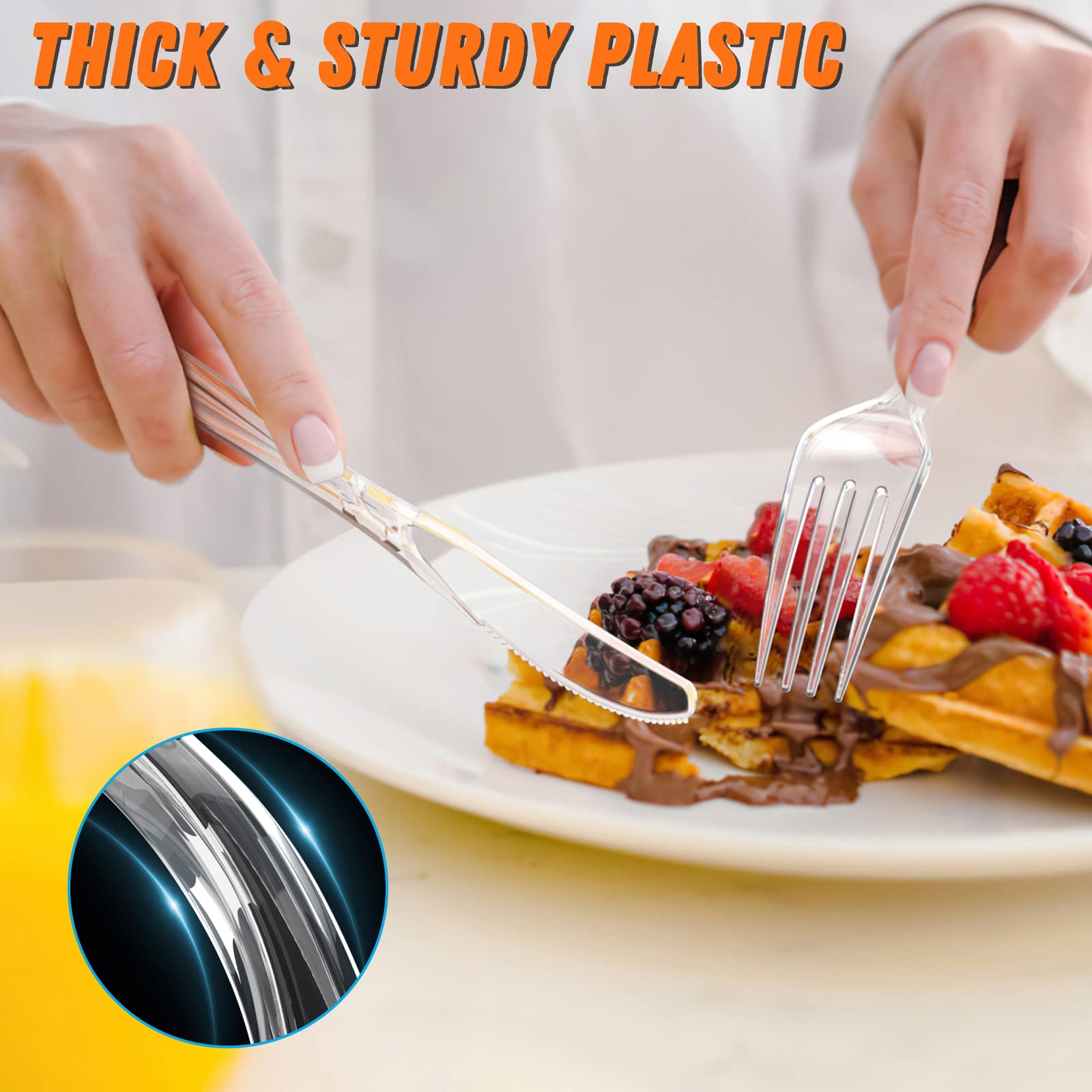 360 Count Plastic Silver Ware Heavy Duty, 120 Forks, 120 Spoons, 120 Knives, Heat Resistant & BPA Free Disposable SilverWare, Disposable Cutlery set