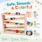 Wooden Ramp Racer for Toddlers 1-3, Wooden Race Track Toy with 3 Wood Cars and 2 Balls, 5-Level Zig Zag Car Ramp Racer, Montessori Learning Toys for 1