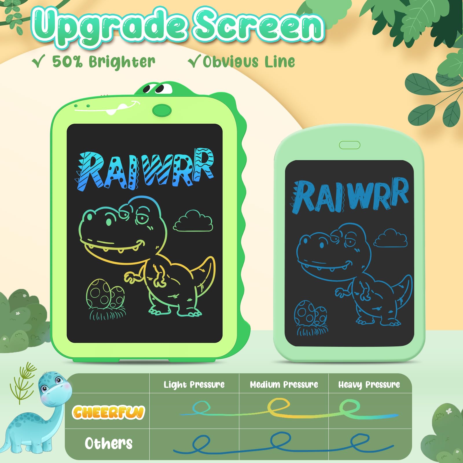 LCD Writing Tablet for Kids 8.5" Toddler Toys Learning Drawing Board Dinosaur Toys for 3 4 5 6 7 Year Old Boys Girls Birthday Gifts Idea Light Doodle