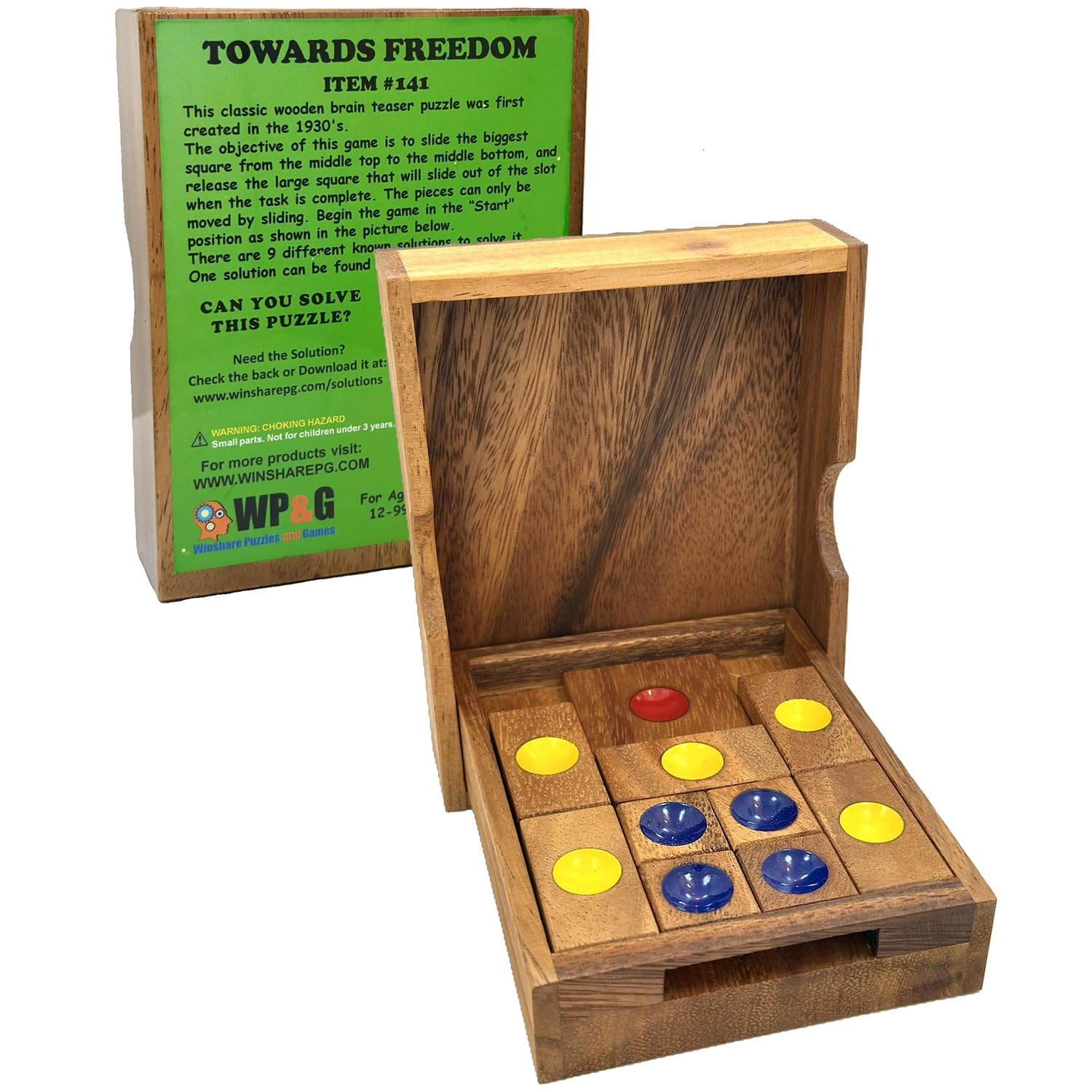 Towards Freedom Wooden IQ Sliding Block Brainteaser Puzzle Travel Game Gift