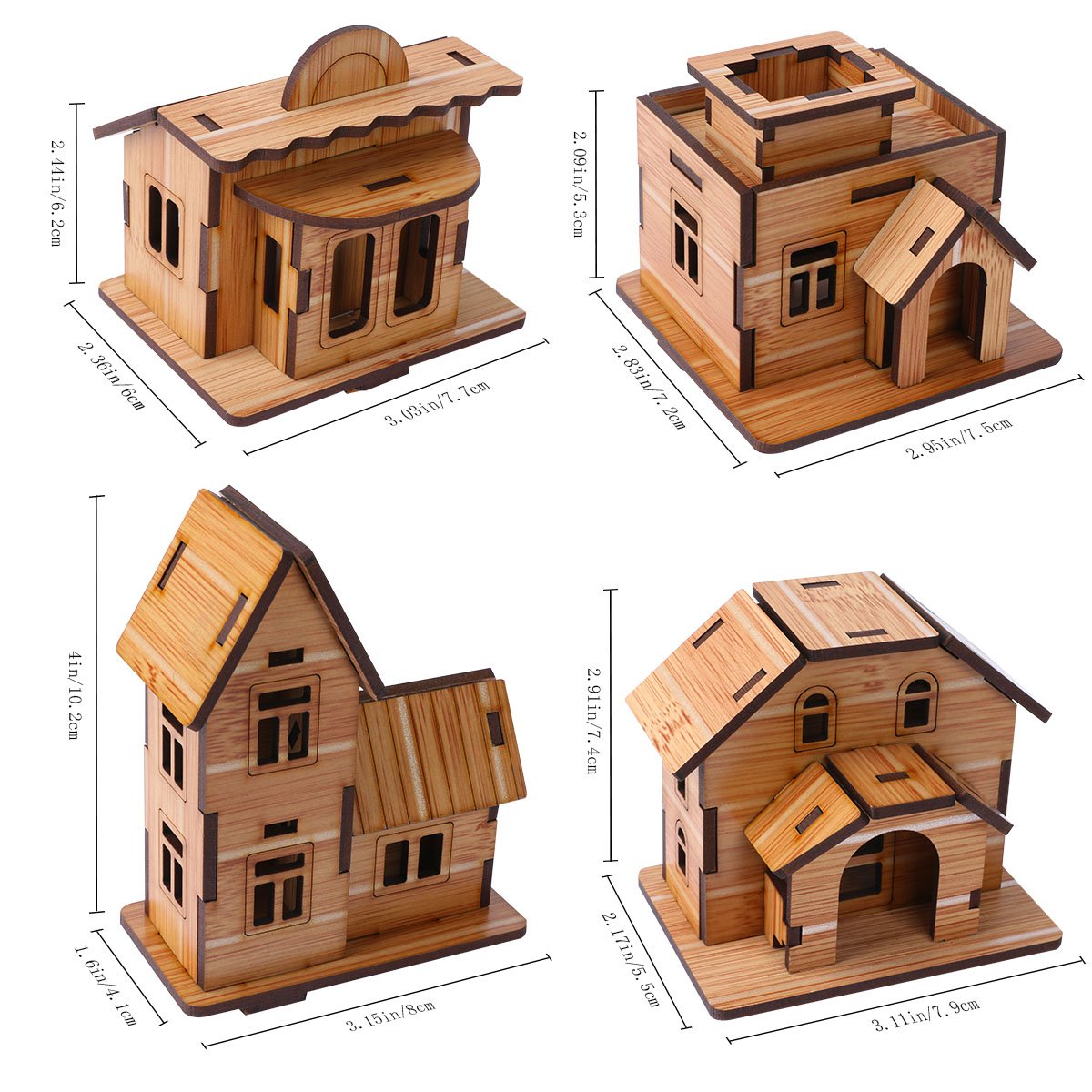 3D Wooden Puzzle, Mini DIY Model House Kit Educational Toys Jigsaw Puzzles Gift for Children and Adult