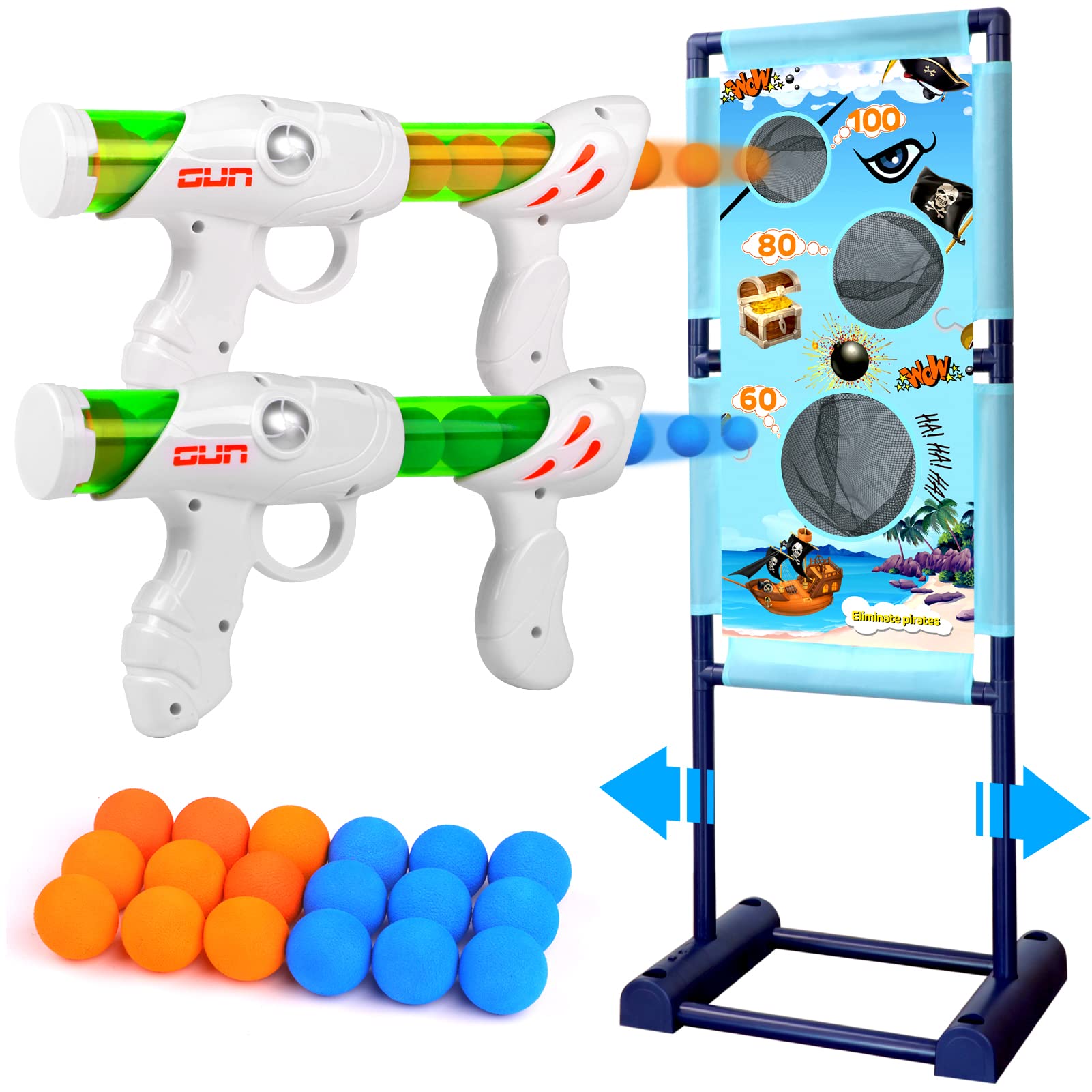 Active Target Game Set for 5 6 7 8 9 10 11 12 Years Old Boys Girls Best Kids Birthday Gift with Moving Shooting Target 2 Foam Blasters and 18 Foam