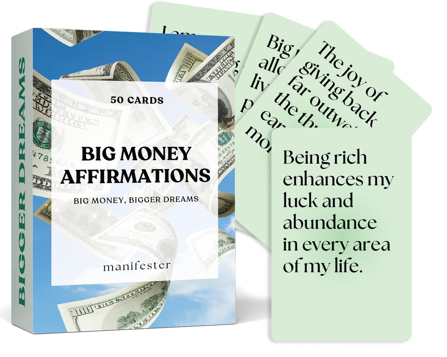 Money Affirmation Cards - 50 Daily Positive Affirmations for Wealth, Prosperity & Financial Success - Educational Money & Business Mindset Card Deck