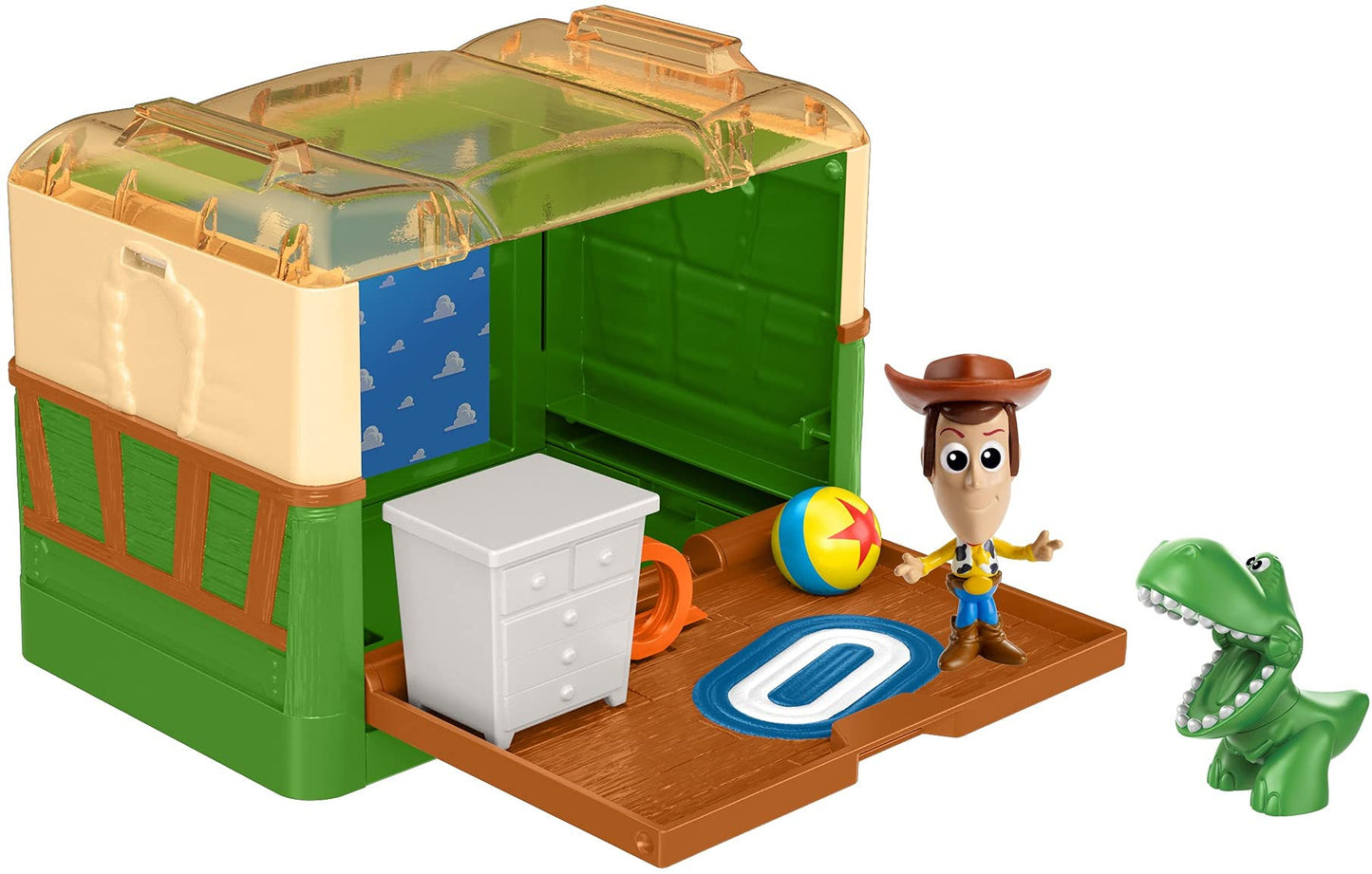 Disney and Pixar Minis Stackable Stories Toy Story Andy’s Room Toy, Detailed Movie Scene Case with 2 Mini Figures, Play Platform, Woody & Rex