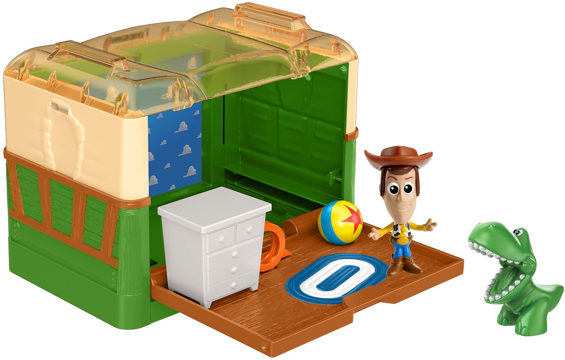 Disney and Pixar Minis Stackable Stories Toy Story Andy’s Room Toy, Detailed Movie Scene Case with 2 Mini Figures, Play Platform, Woody & Rex