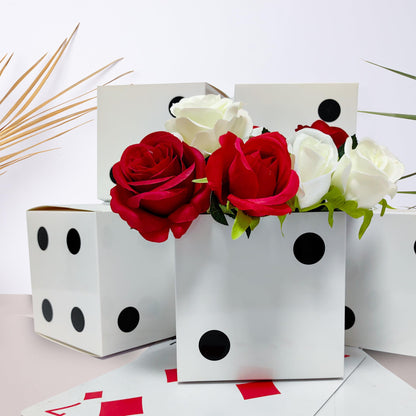 Eylola 12 Pcs White Dice Favor Boxes 6 x 6 x 6 Inch dice Boxes Bulk for centerpieces Casino Party Decorations Game Night Decorations Casino Themed