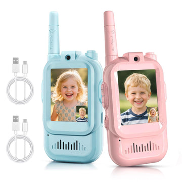 MaxTalker Video Walkie Talkie for Kids Rechargeable Video Intercom Kids Walkies Talkies,Walkie Talkie for Indoor Outdoor Games, Camping, Hiking for