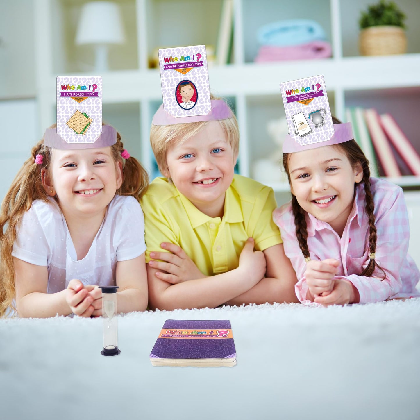 Rite Lite Passover Game Gift Who Am I Head’s Up Jewish Pesach Seder Gifts for Kids Holiday Party Favors Fun Guessing Game Wear Card Above Head
