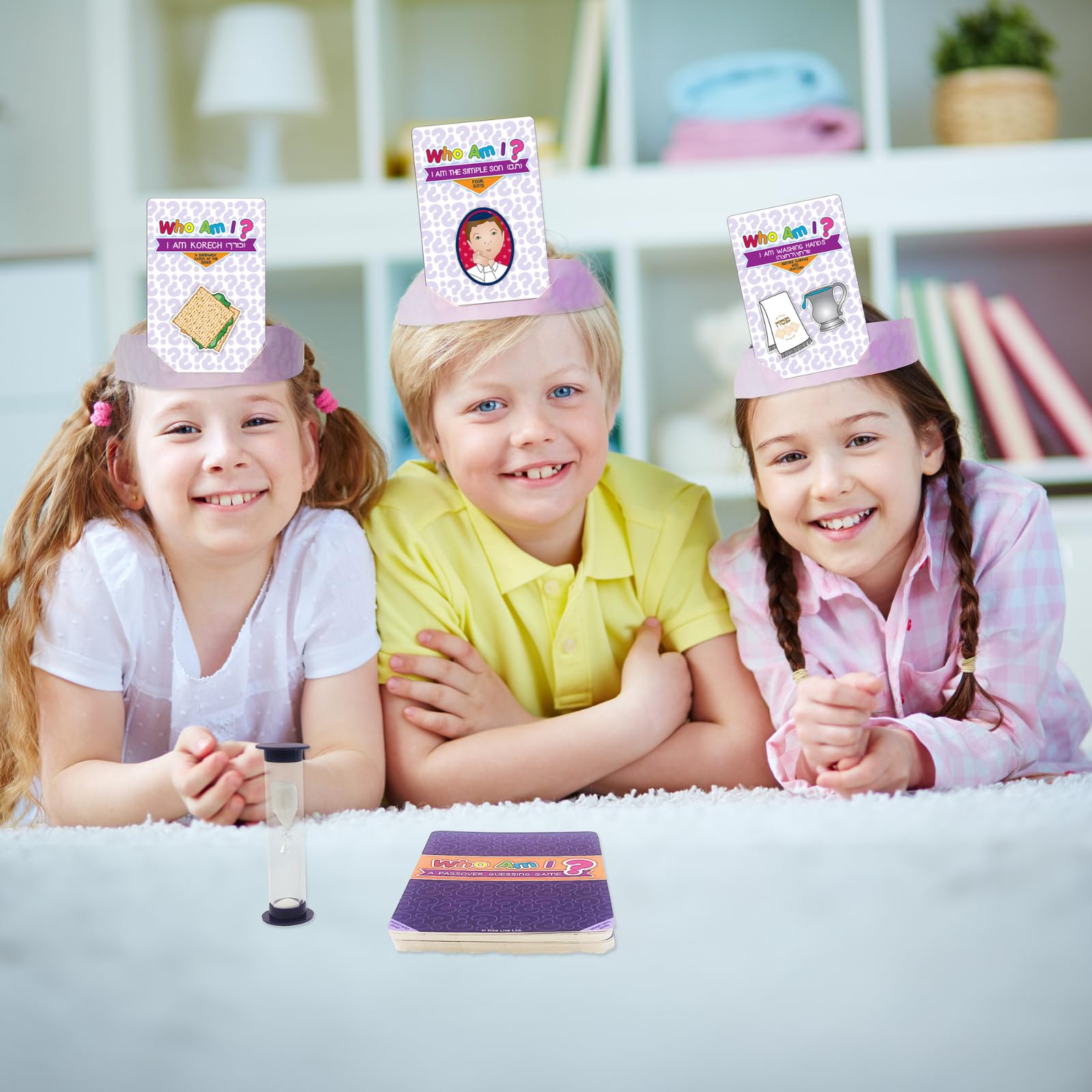 Rite Lite Passover Game Gift Who Am I Head’s Up Jewish Pesach Seder Gifts for Kids Holiday Party Favors Fun Guessing Game Wear Card Above Head