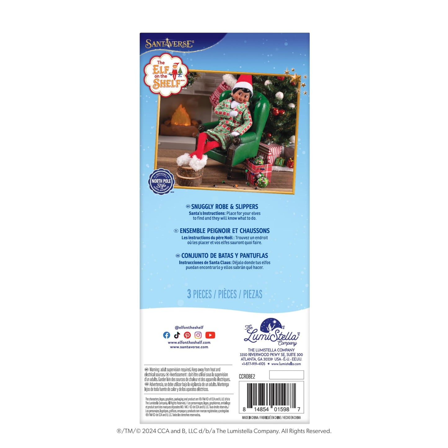 The Elf on the Shelf Claus Couture Snuggly Robe and Slippers Set - Cozy Holiday Outfit Clothes for Your Scout Elf - Ideas for Elf