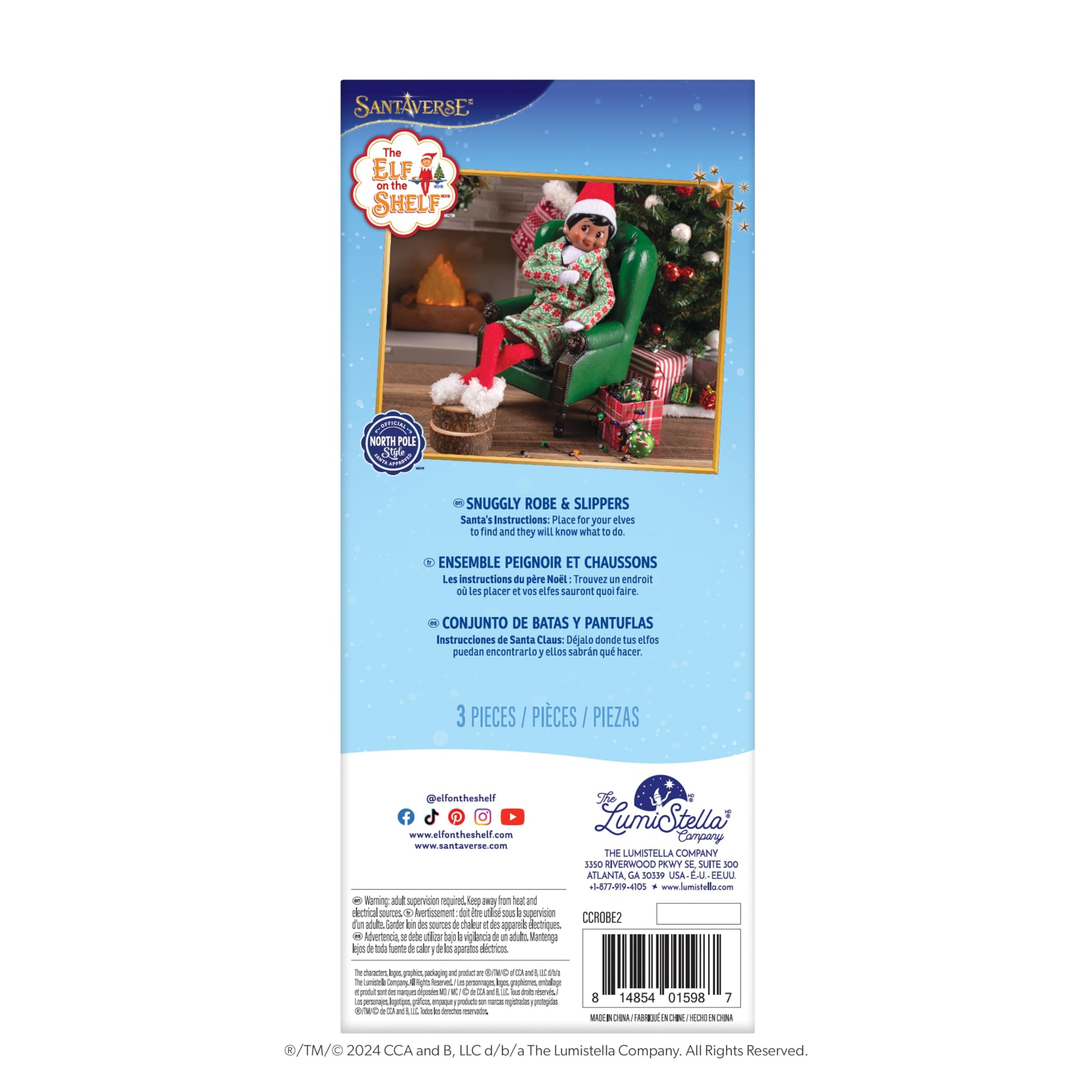 The Elf on the Shelf Claus Couture Snuggly Robe and Slippers Set - Cozy Holiday Outfit Clothes for Your Scout Elf - Ideas for Elf