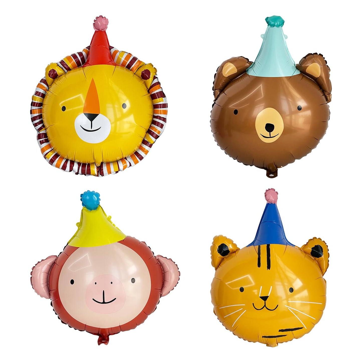 Animal Head Foil Balloon Kit, Lion Bear Monkey Cat foil balloon, Birthday Party Decorations, Baby Shower Supplies (Animal kit(4 pcs))