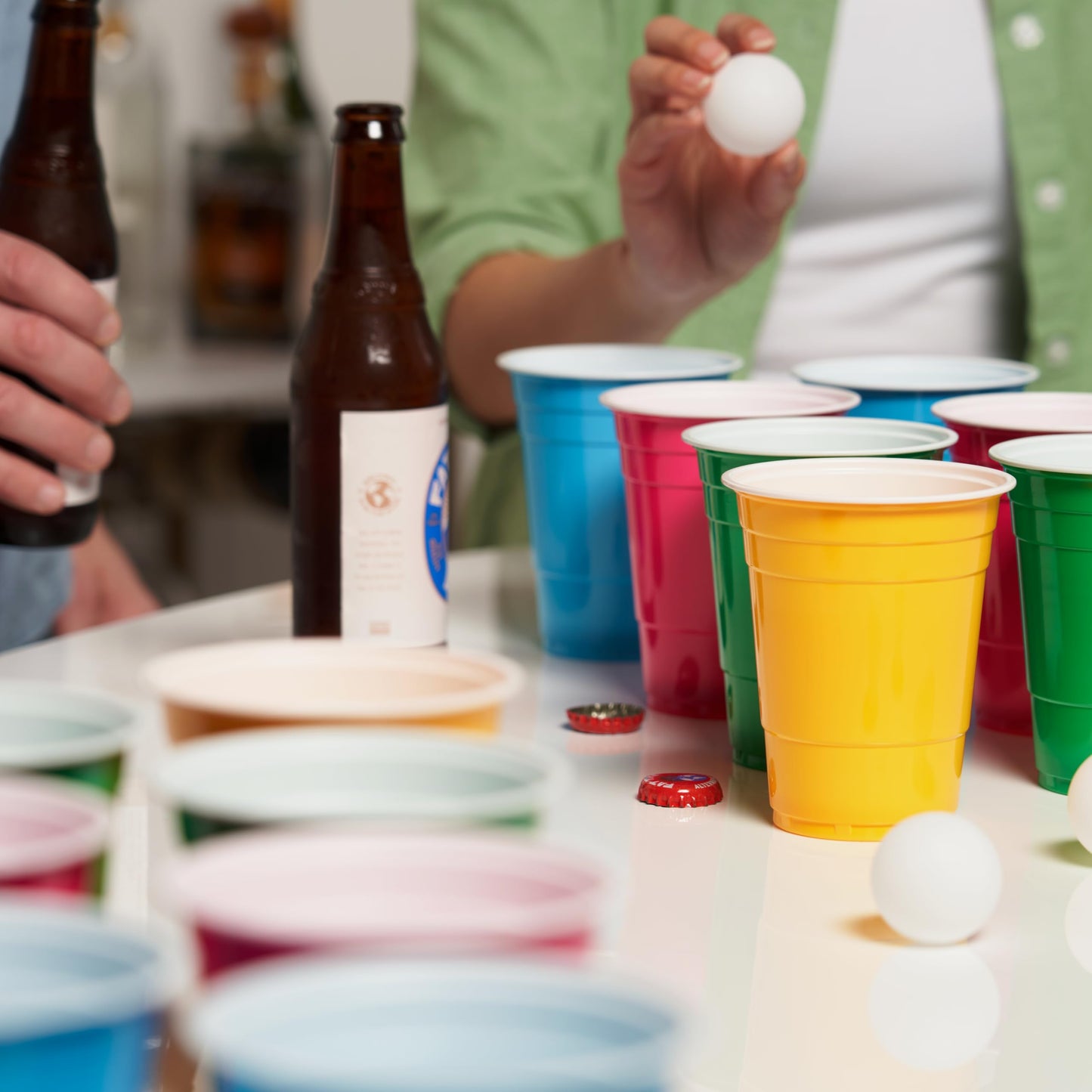 True Neon Kit, Beer Multicolor Set of 24 Cups and 4 Ping Pong Balls, Set of 1, Assorted