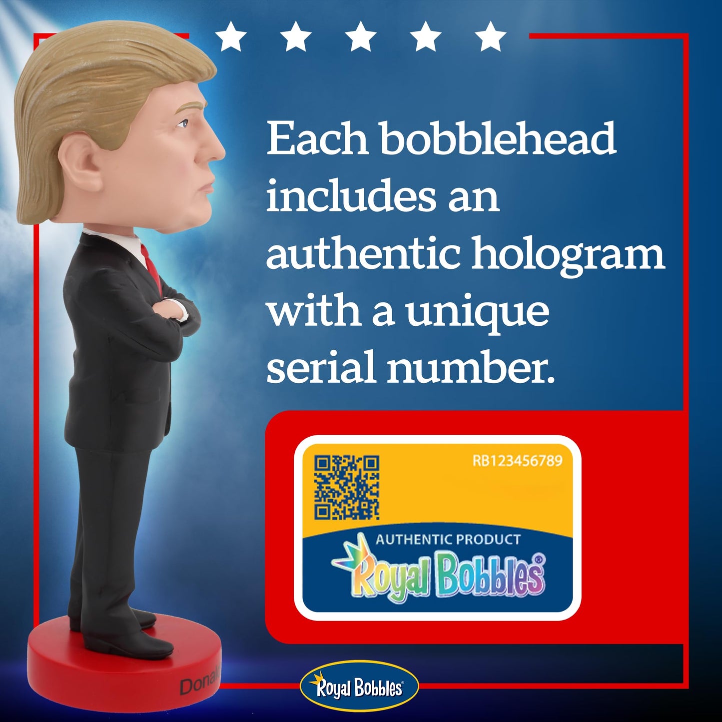 Royal Bobbles Donald Trump, 45th President of the United States - 8 Inches Tall - Collectible Bobblehead Statue