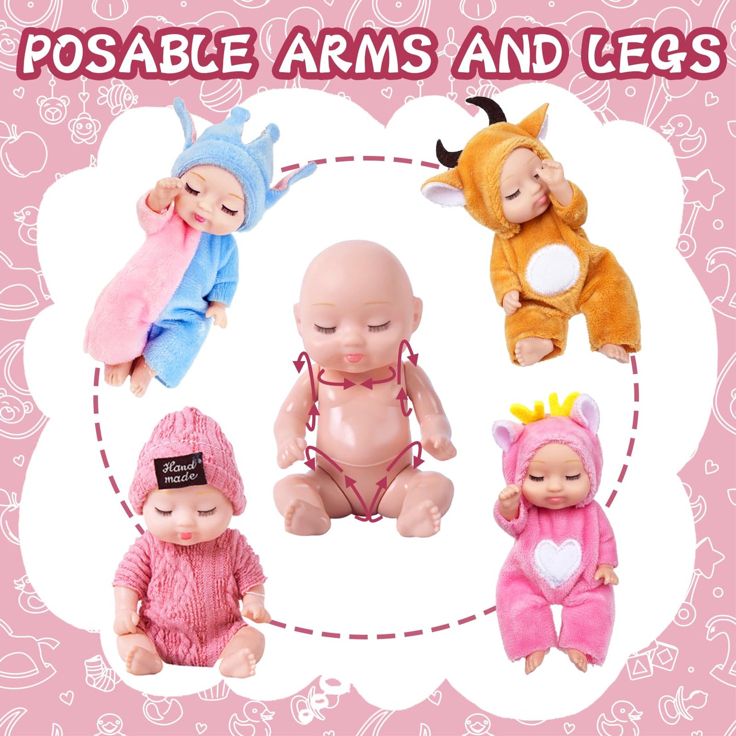 Haawooky 10 Pcs Mini Baby Dolls,Cute Tiny Baby Doll Gifts for Kids,Lifelike Realistic Small Baby Dolls for Girls Boys and Kids Big Easter Birthday