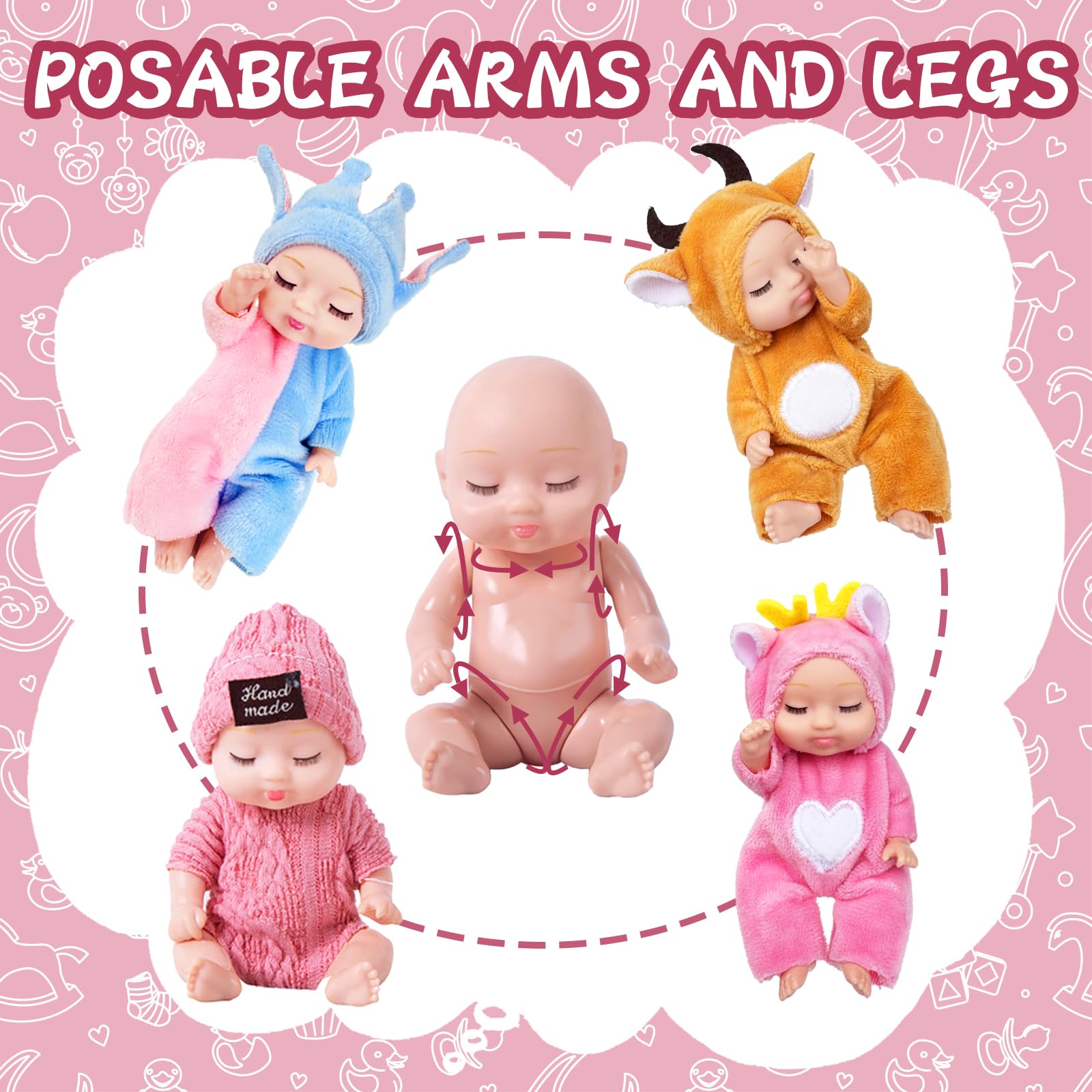 Haawooky 10 Pcs Mini Baby Dolls,Cute Tiny Baby Doll Gifts for Kids,Lifelike Realistic Small Baby Dolls for Girls Boys and Kids Big Easter Birthday